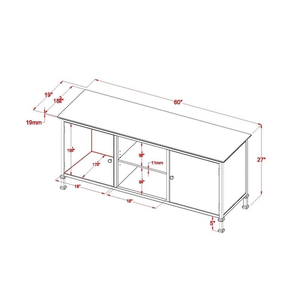 60-Inch Weathered Oak Wood TV Stand with Metal Legs I467