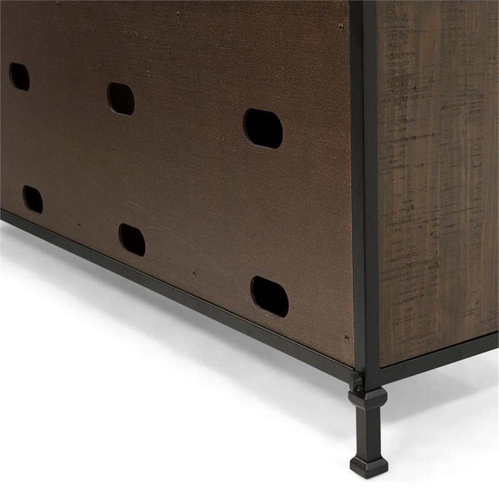 60-Inch Weathered Oak Wood TV Stand with Metal Legs I467