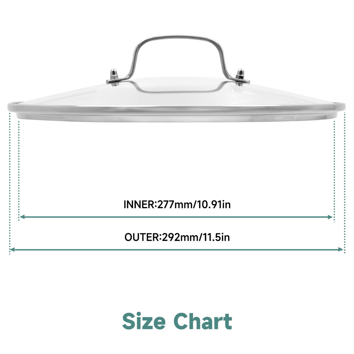 11 IN Glass Lid with Stainless Steel Handle G3347