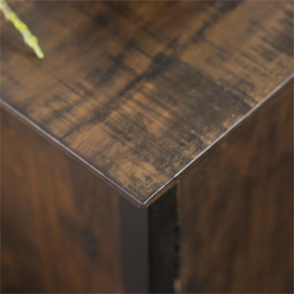 60-Inch Weathered Oak Wood TV Stand with Metal Legs I467