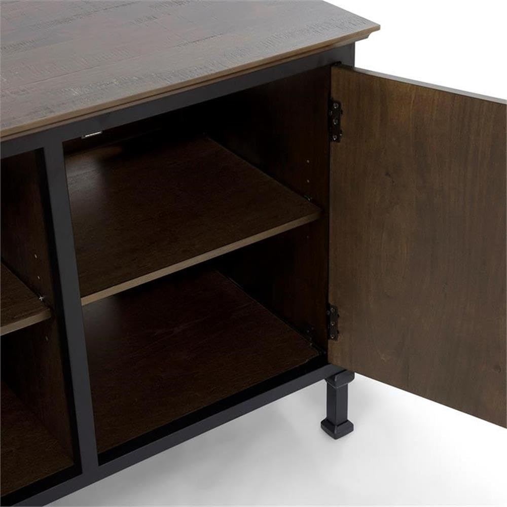 60-Inch Weathered Oak Wood TV Stand with Metal Legs I467