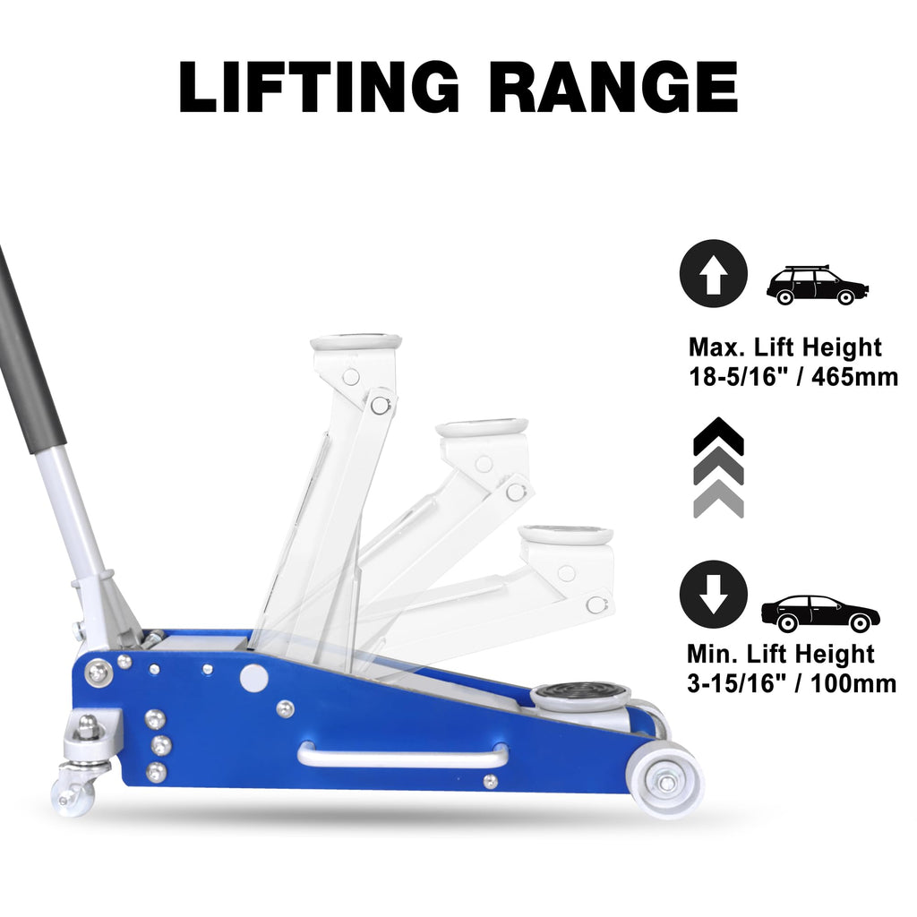 3 Ton Low Profile Aluminum and Steel Floor Jack with Jack Stands O7149