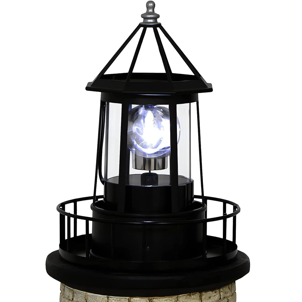 Black IP65 Waterproof Solar Rotating Lighthouse Light H438912