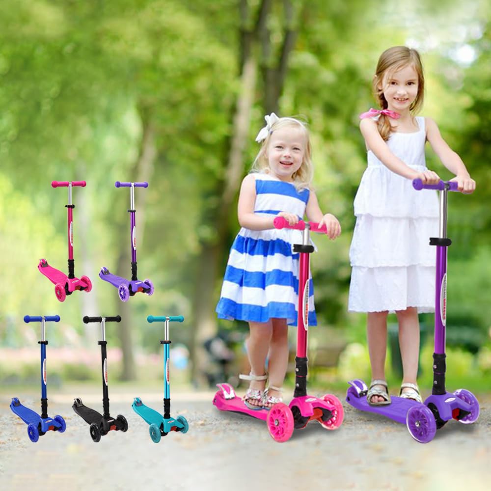 Foldable 3 Wheel Kick Scooter with LED Light Up Wheels K148968