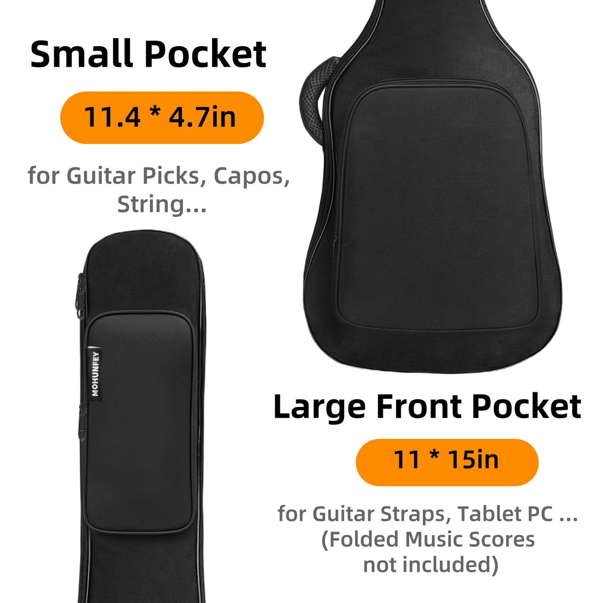 Black Acoustic Guitar Gig Bag with Adjustable Shoulder Strap H213861