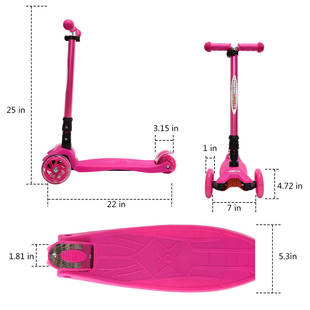 Foldable 3 Wheel Kick Scooter with LED Light Up Wheels K148968