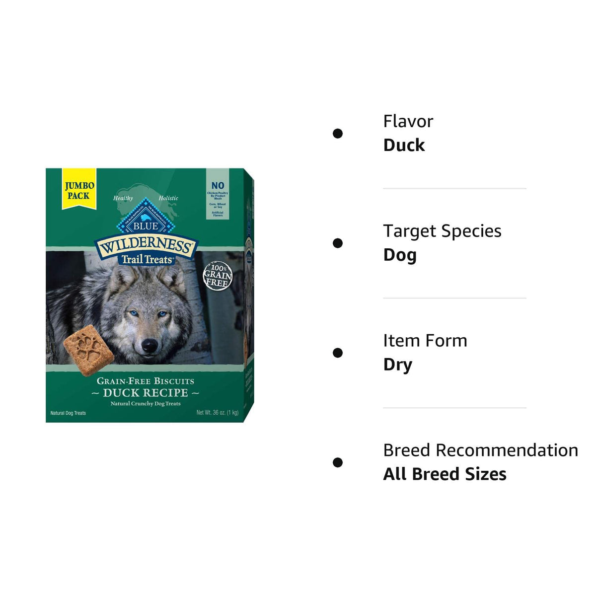 High Protein Grain Free Duck Recipe Dog Biscuits 36-oz L809875