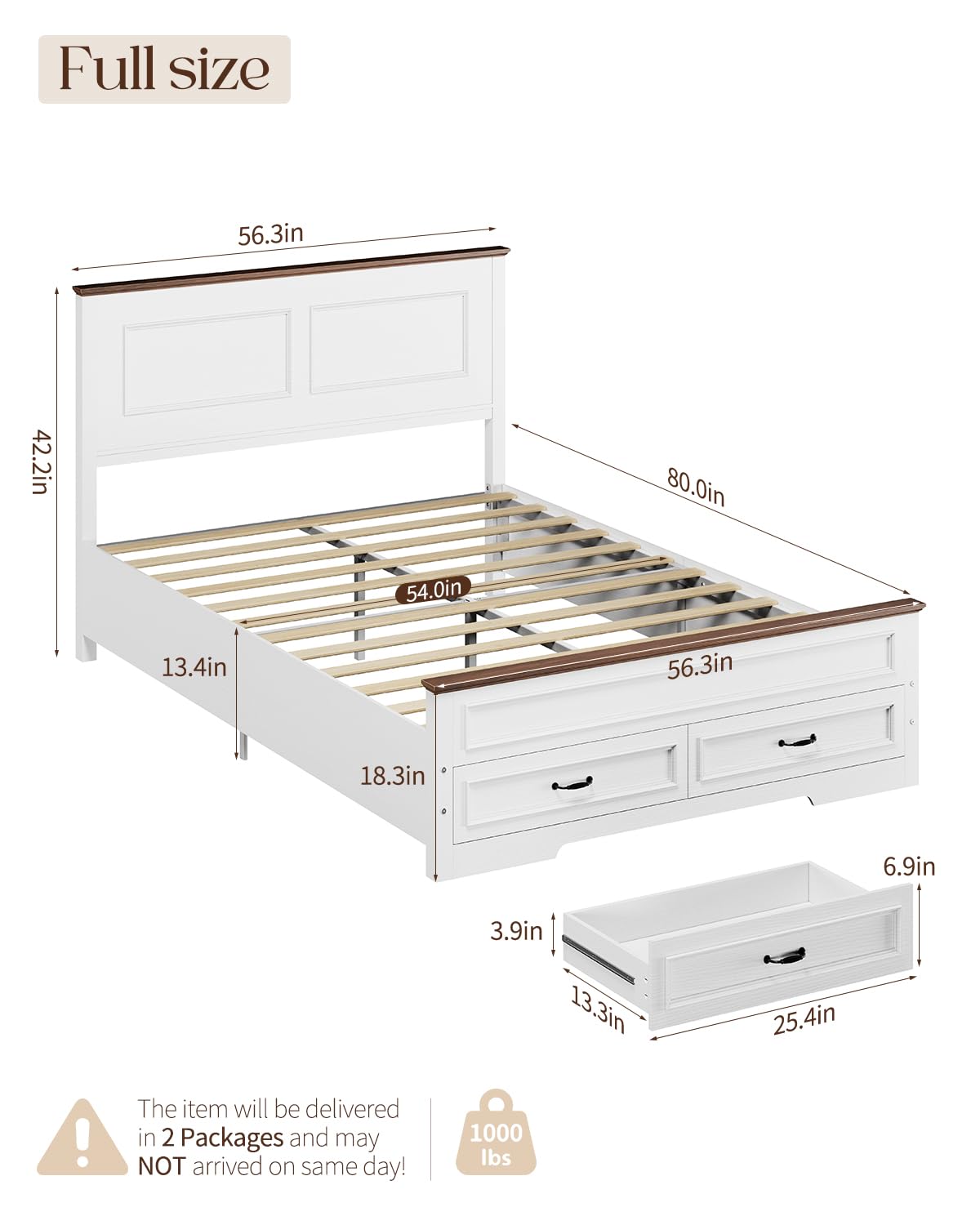 Full Size Platform Bed Frame with Headboard Y8619