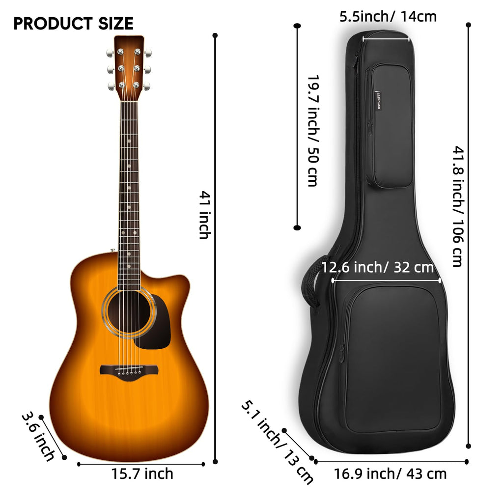 Black Acoustic Guitar Gig Bag with Adjustable Shoulder Strap H213861
