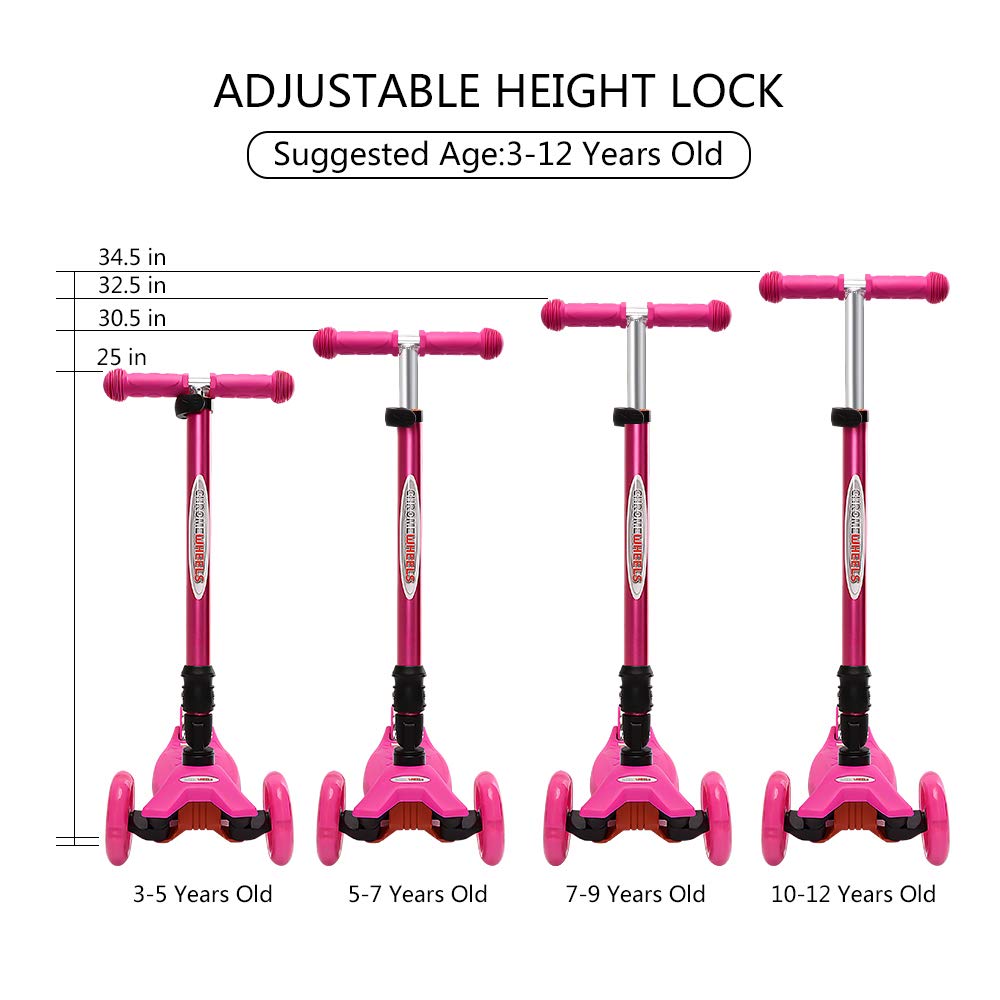 Foldable 3 Wheel Kick Scooter with LED Light Up Wheels K148968