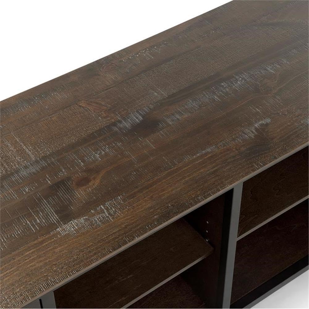 60-Inch Weathered Oak Wood TV Stand with Metal Legs I467