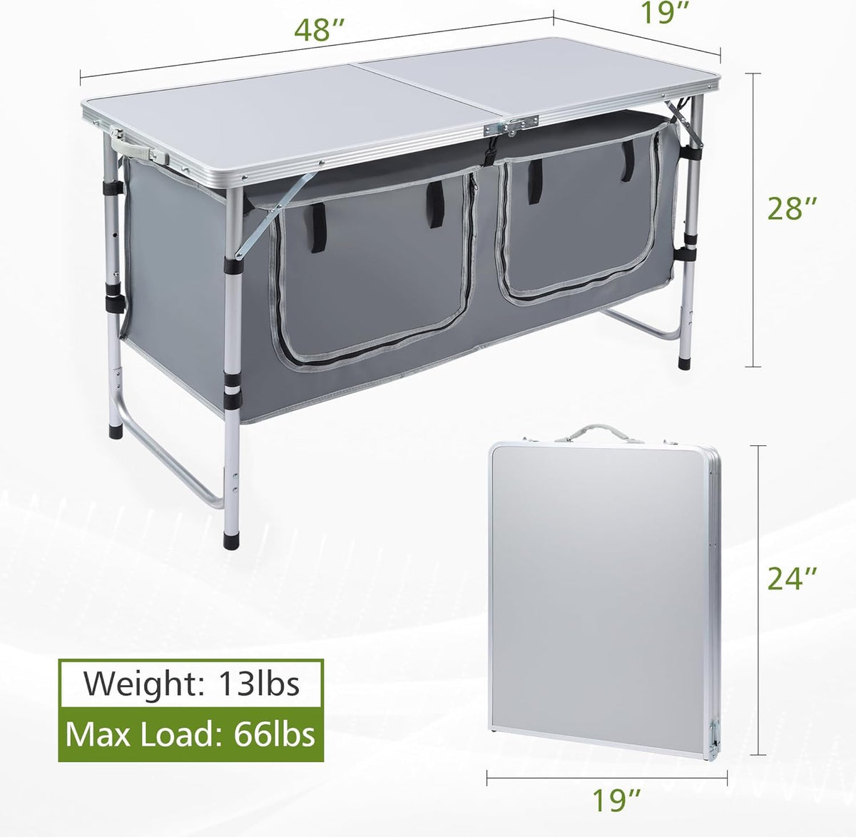 Camping Table with Storage Gray L24173