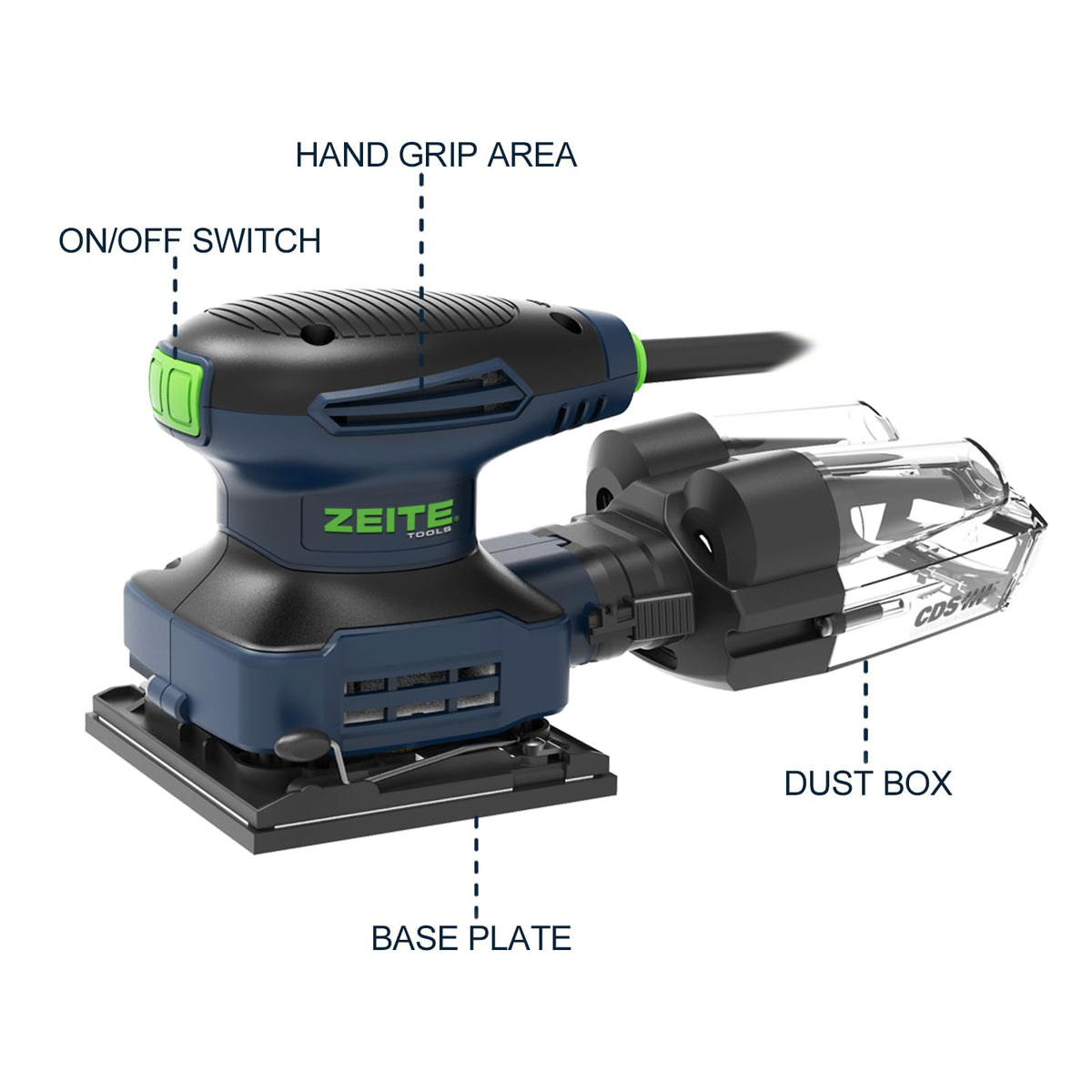 2.4 Amp 1/4 Sheet Electric Palm Sander with 12Pcs Sandpapers Q4882