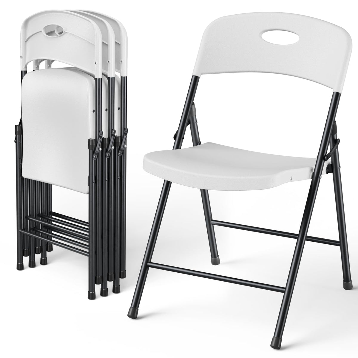 4 Pack Heavy Duty Plastic Folding Chair H4977