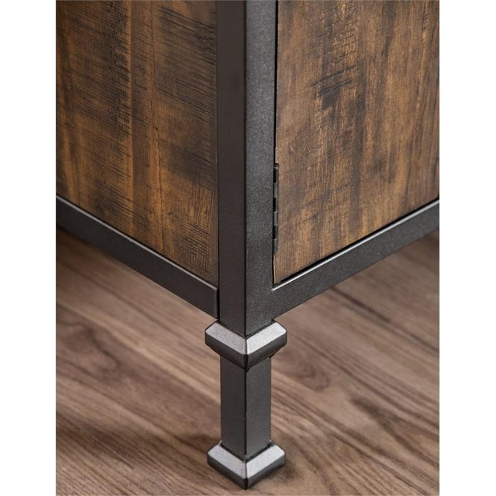 60-Inch Weathered Oak Wood TV Stand with Metal Legs I467