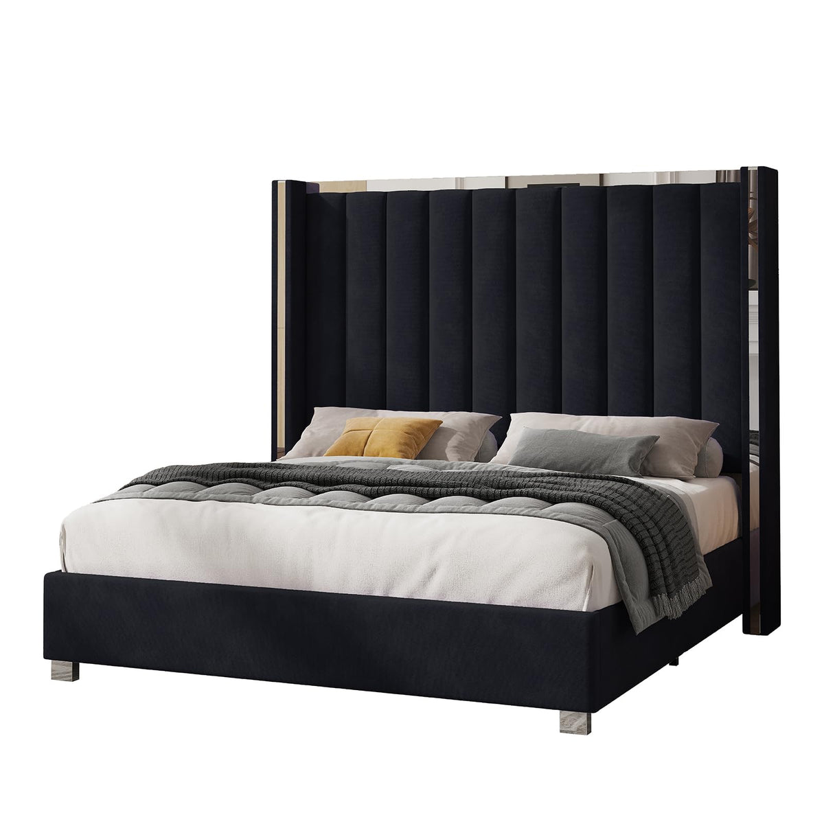 Queen Upholstered Bed Frame with Tall Headboard M68842