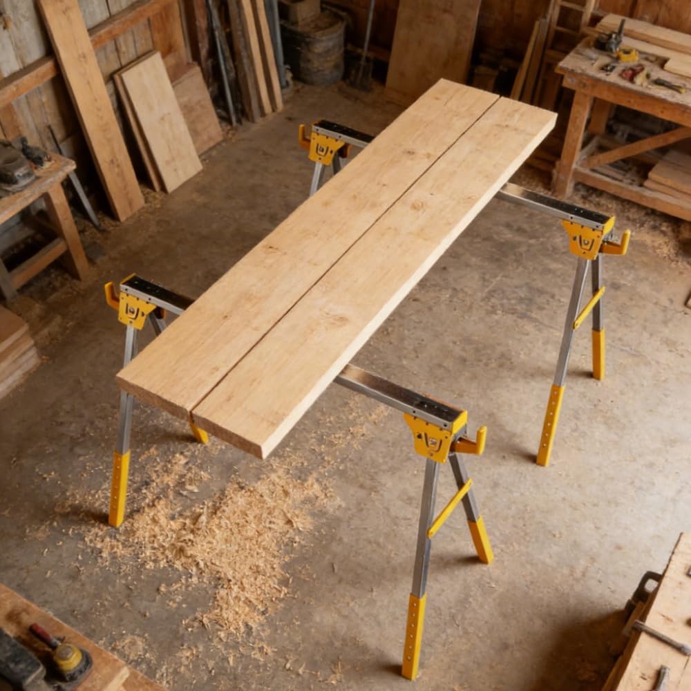 Heavy Duty Folding Sawhorses 2-Pack with 6 Height Adjustments H82364