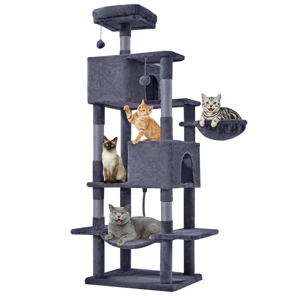 66 Inch Cat Tree Tower with Scratching Posts V189888