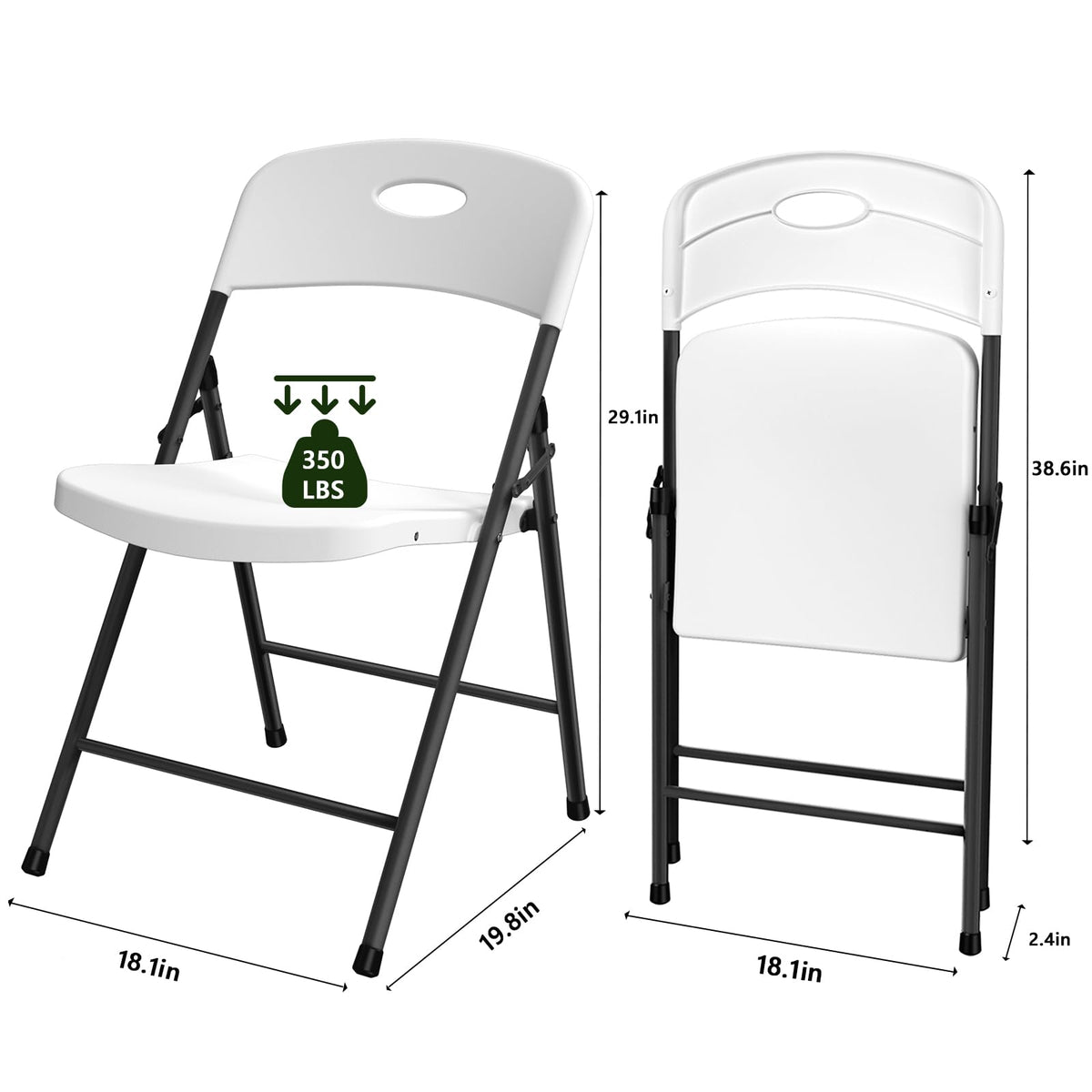 4 Pack Heavy Duty Plastic Folding Chair H4977