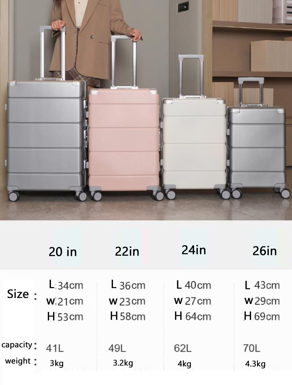 White Hard Shell Carry on Luggage G440