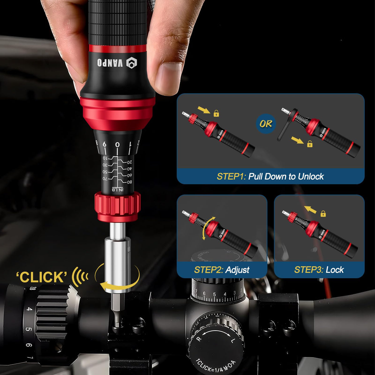 Torque Screwdriver, 10–80 in-lb, 64 Pieces J728