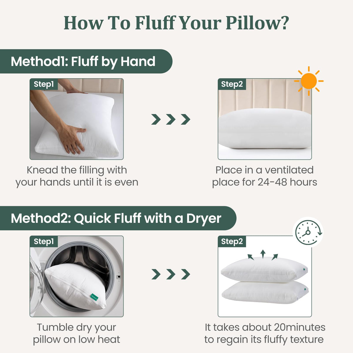 King Size Set of 2 Adjustable Memory Foam Bed Pillows L32943