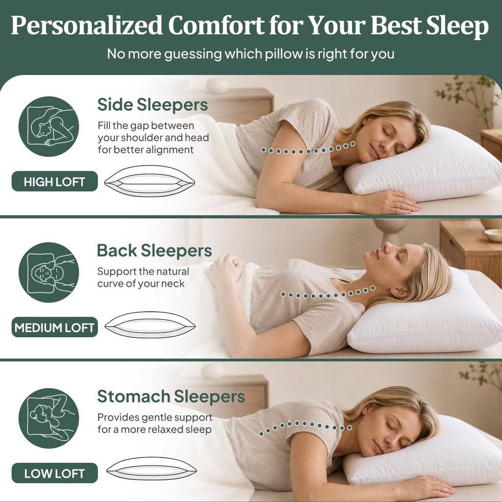 King Size Set of 2 Adjustable Memory Foam Bed Pillows L32943