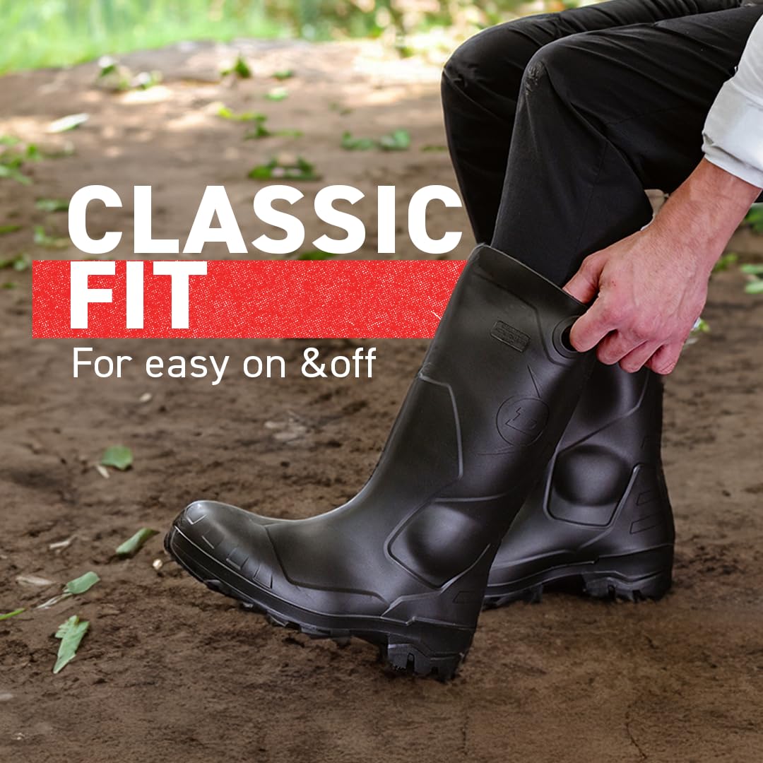 Black PVC Waterproof Steel Toe Rubber Boots X80224