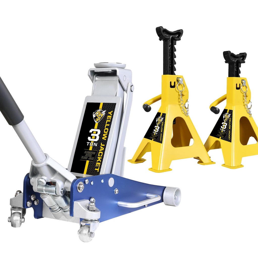 3 Ton Low Profile Aluminum and Steel Floor Jack with Jack Stands O7149