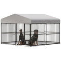 10x10x6 ft Heavy-Duty Outdoor Dog Kennel with Roof F81648