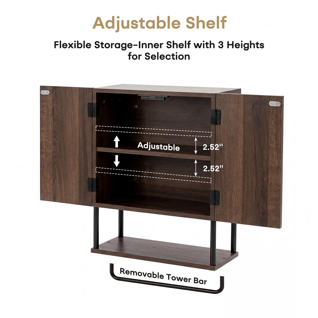 Farmhouse Fluted Wood Wall Mounted Bathroom Cabinet with Adjustable Shelf G2055