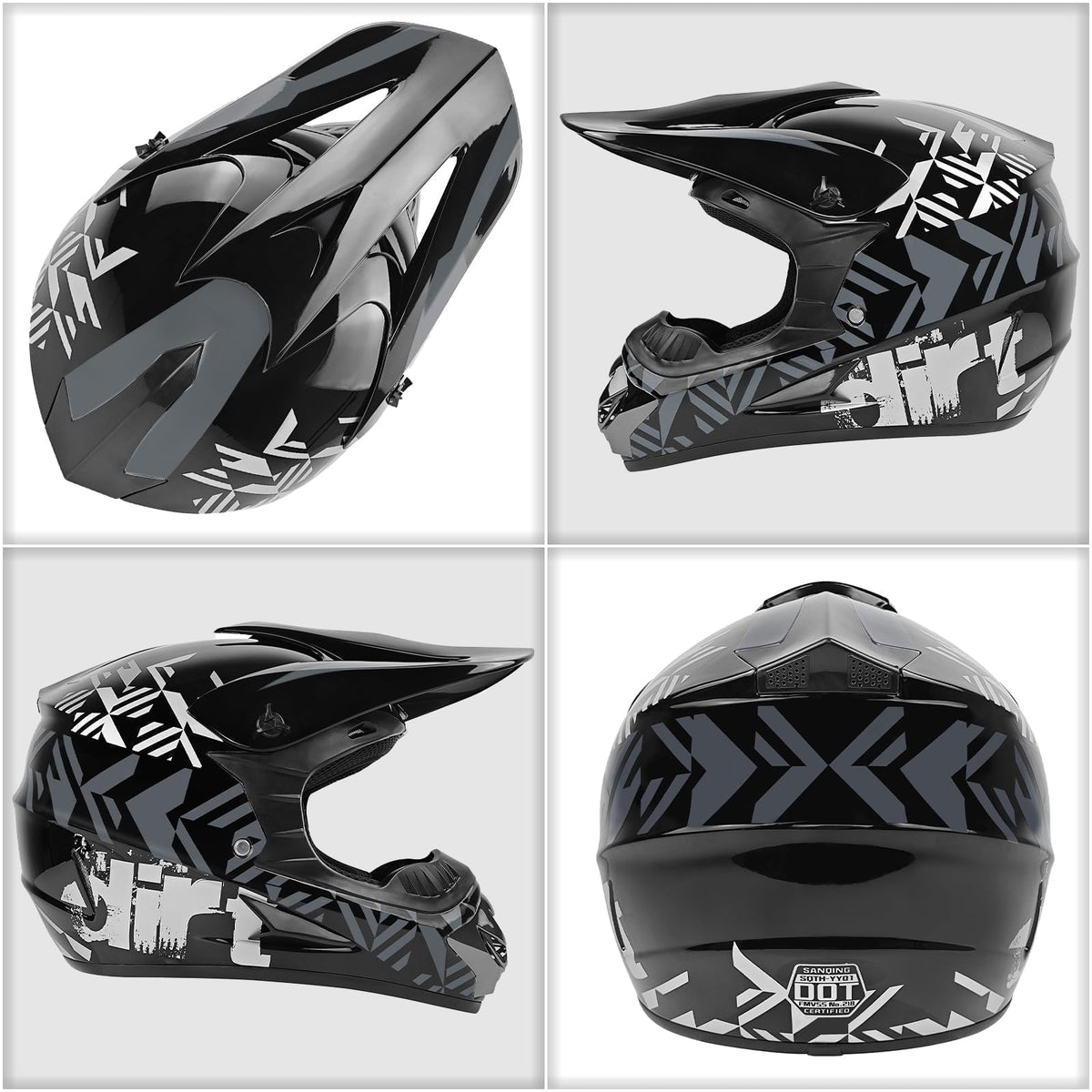 Certified Youth Kids Dirt Bike Motocross ATV Helmets 4Pcs Set A21229