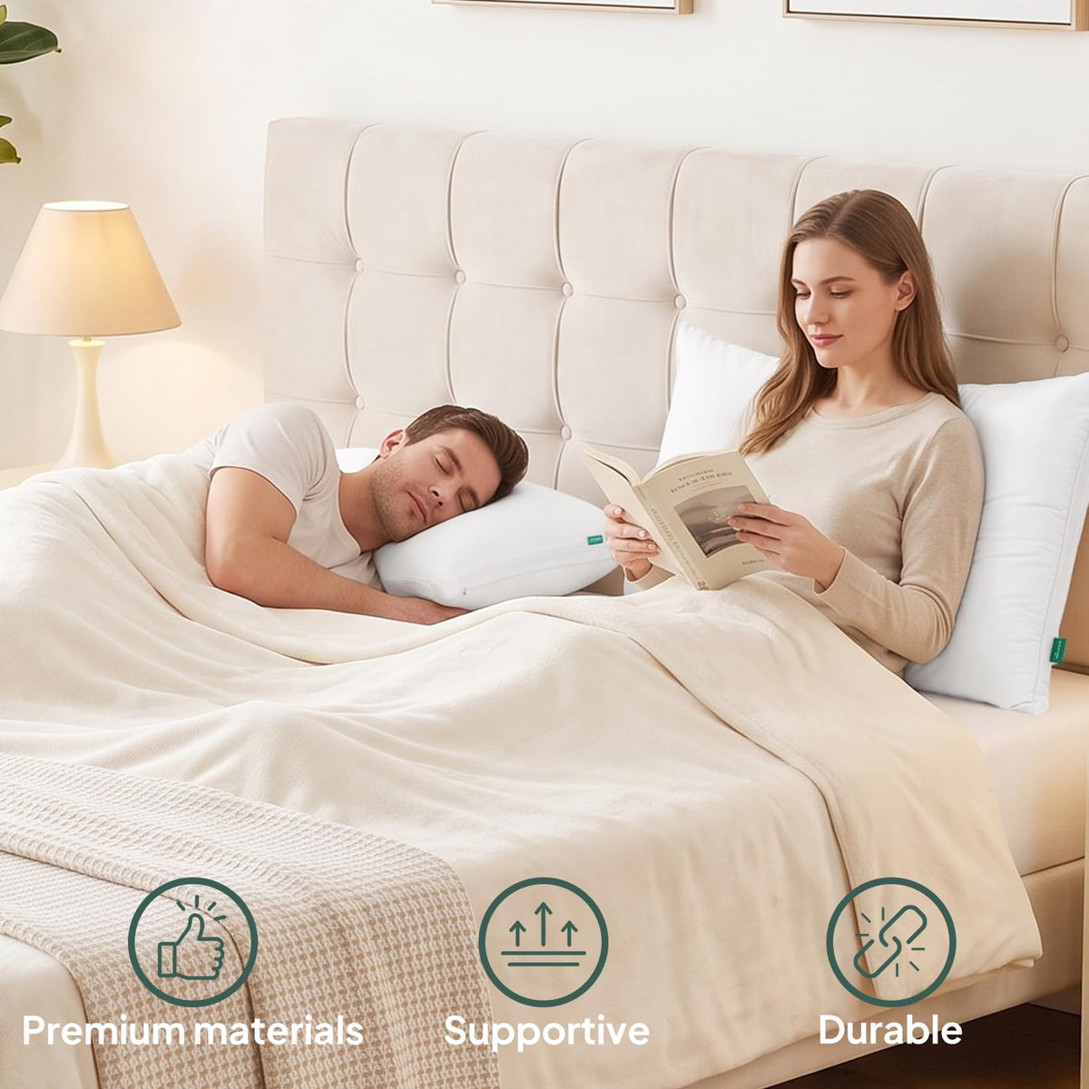 King Size Set of 2 Adjustable Memory Foam Bed Pillows L32943