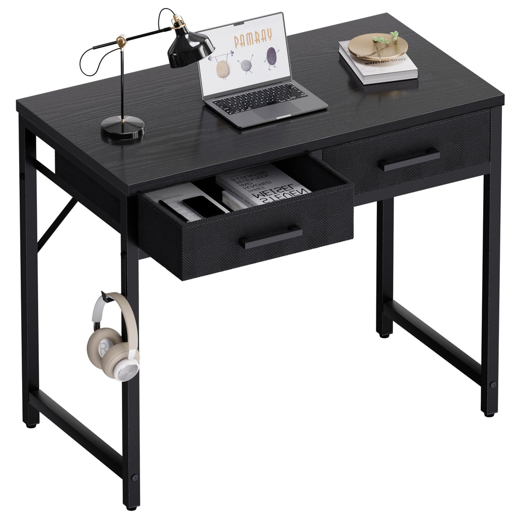 32 Inch Small Computer Desk with 2 Drawers Black Q240