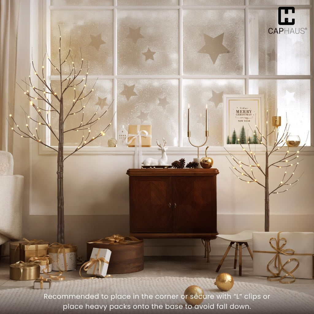 8 Ft Pre-Lit Twinkling Brown Birch Tree with 132 Warm White LED R8519