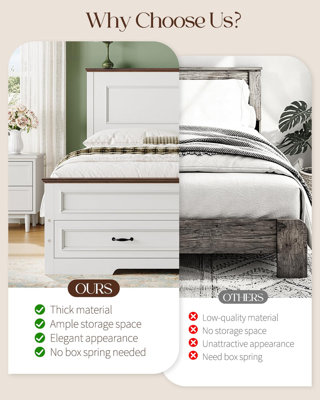Full Size Platform Bed Frame with Headboard Y8619