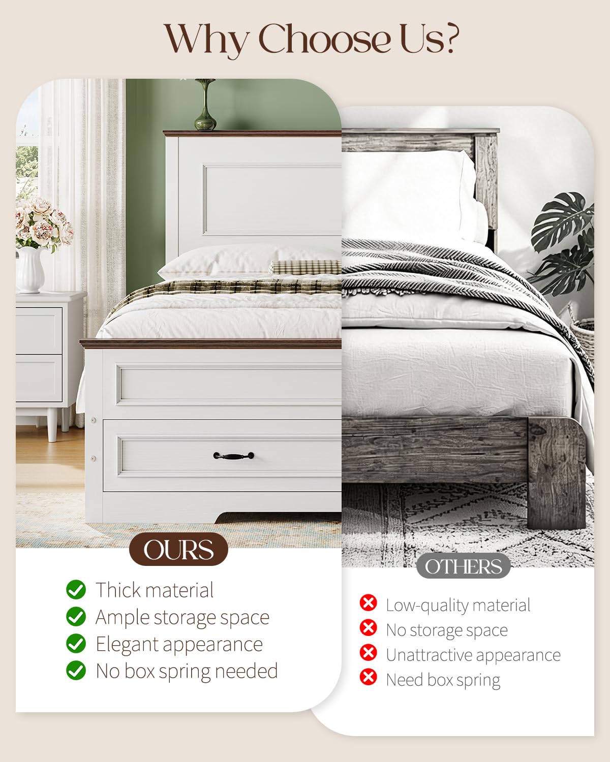 Full Size Platform Bed Frame with Headboard Y8619