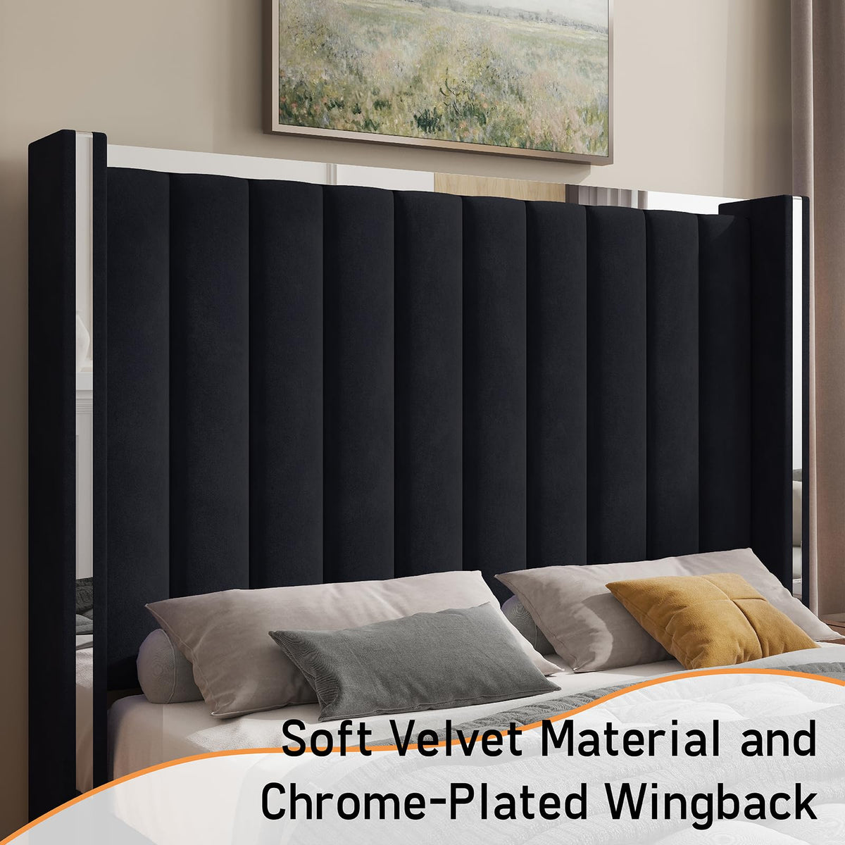 Queen Upholstered Bed Frame with Tall Headboard M68842