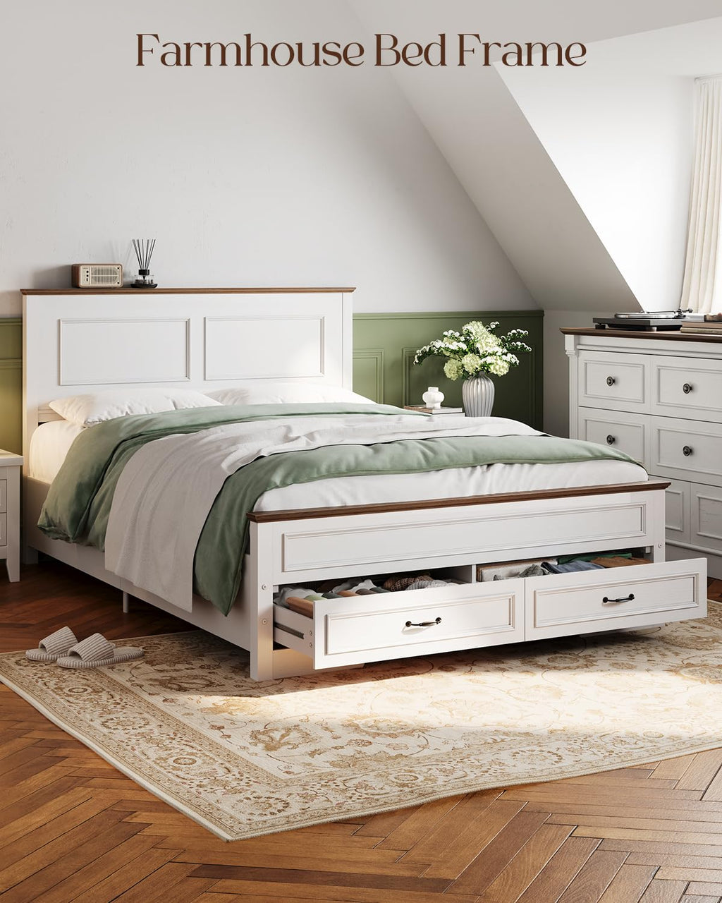 Full Size Platform Bed Frame with Headboard Y8619