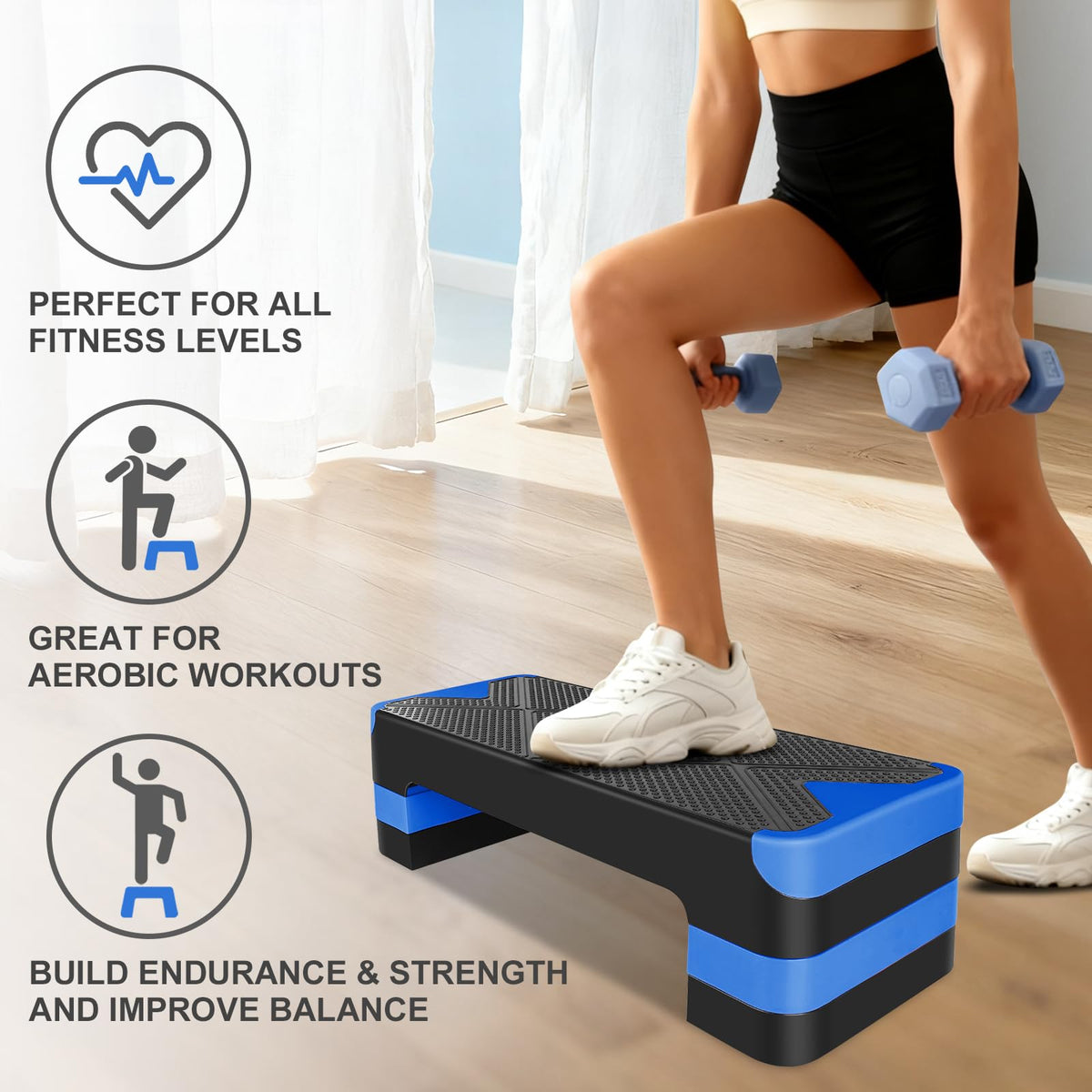 27" Adjustable Aerobic Step Platform with 4 Risers R7908