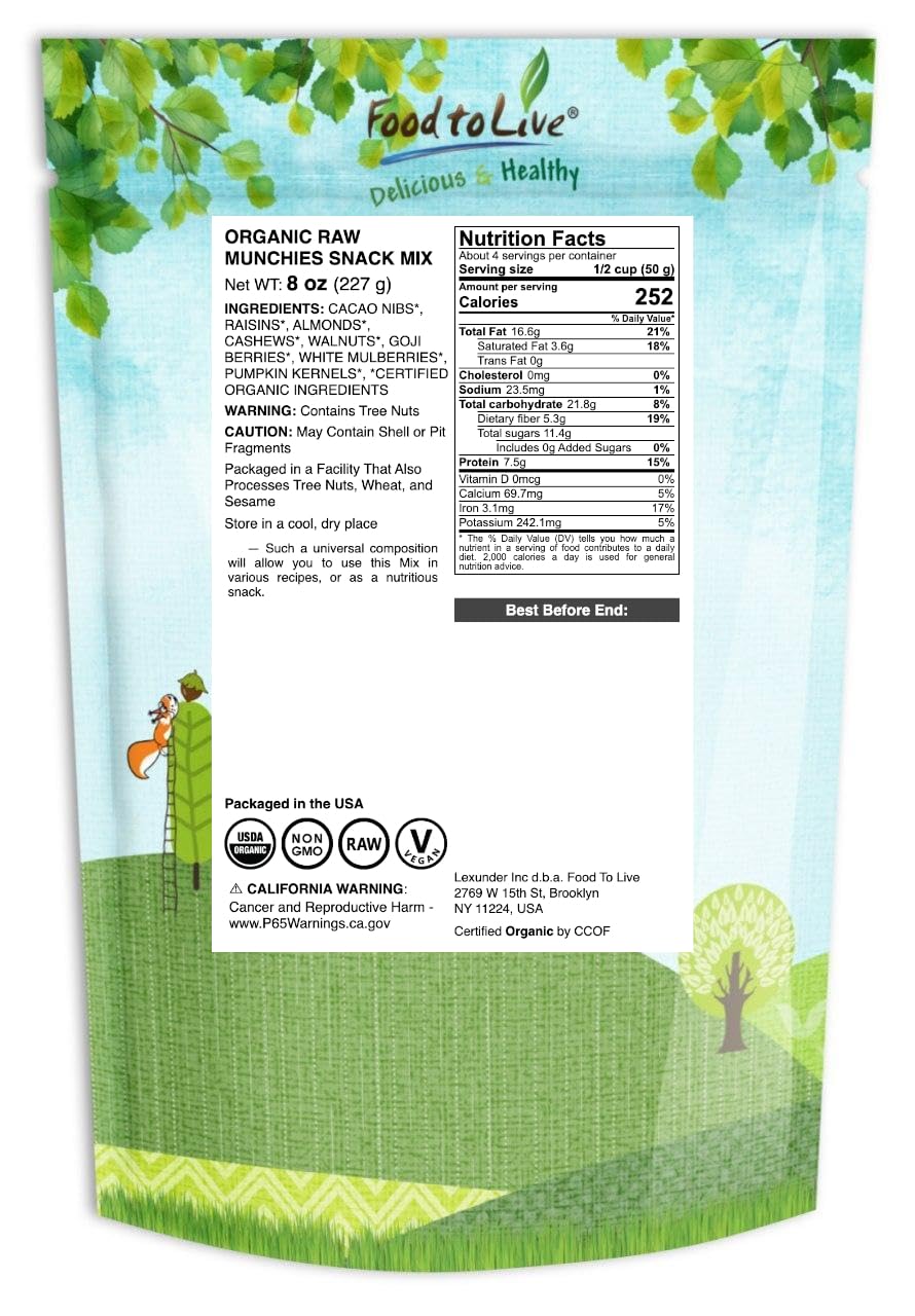 Organic Raw Snack Mix, 8 Ounces T437104