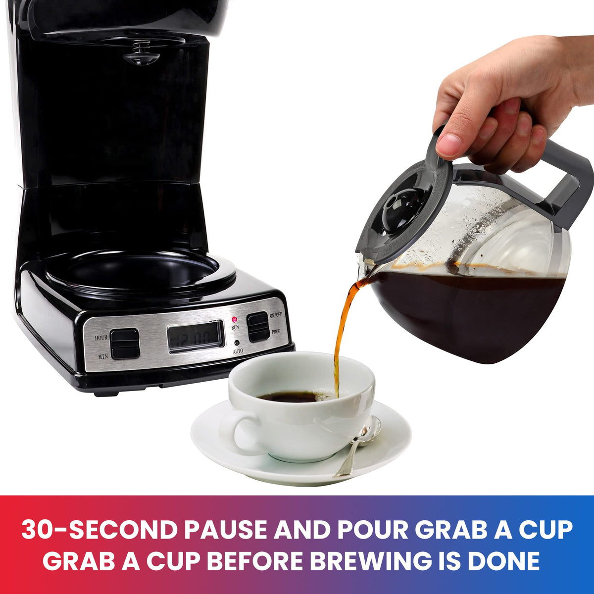 12-Cup Programmable Drip Coffee Maker with Glass Pot D705952