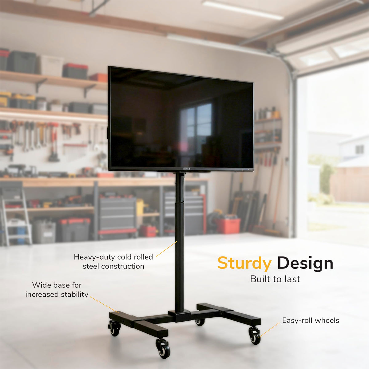 Black Mobile TV Stand with Locking Wheels R968