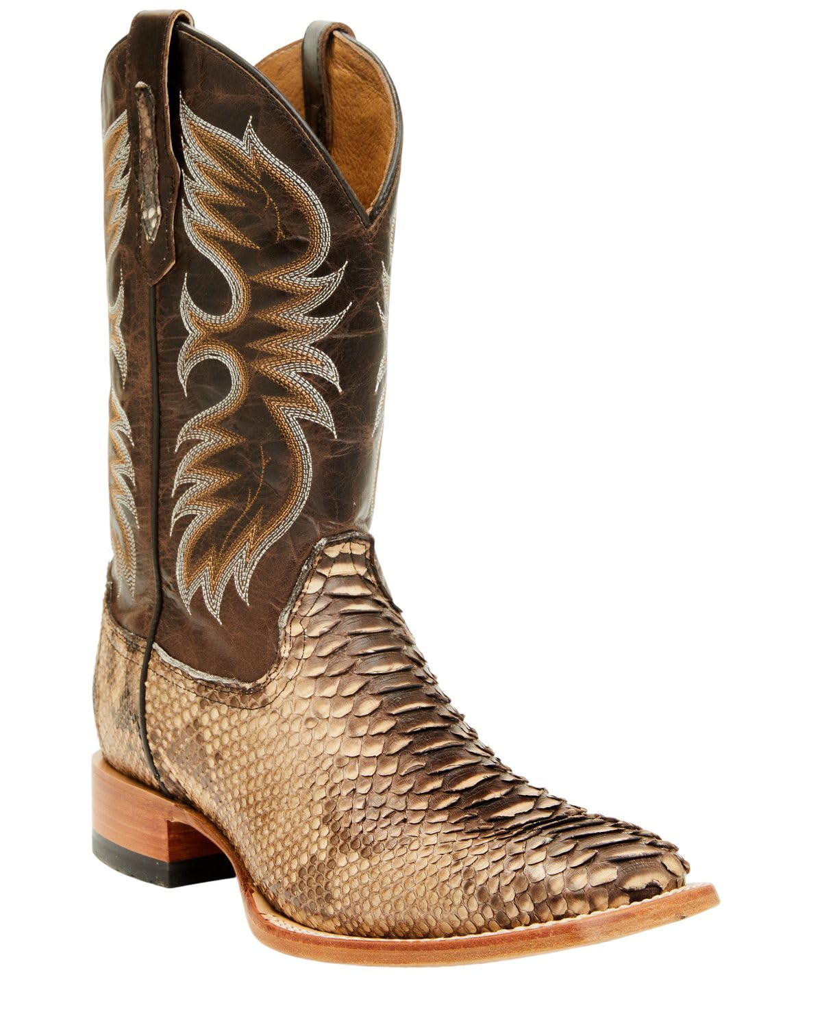 Men's Exotic Python Western Boot Broad Square Toe D28011