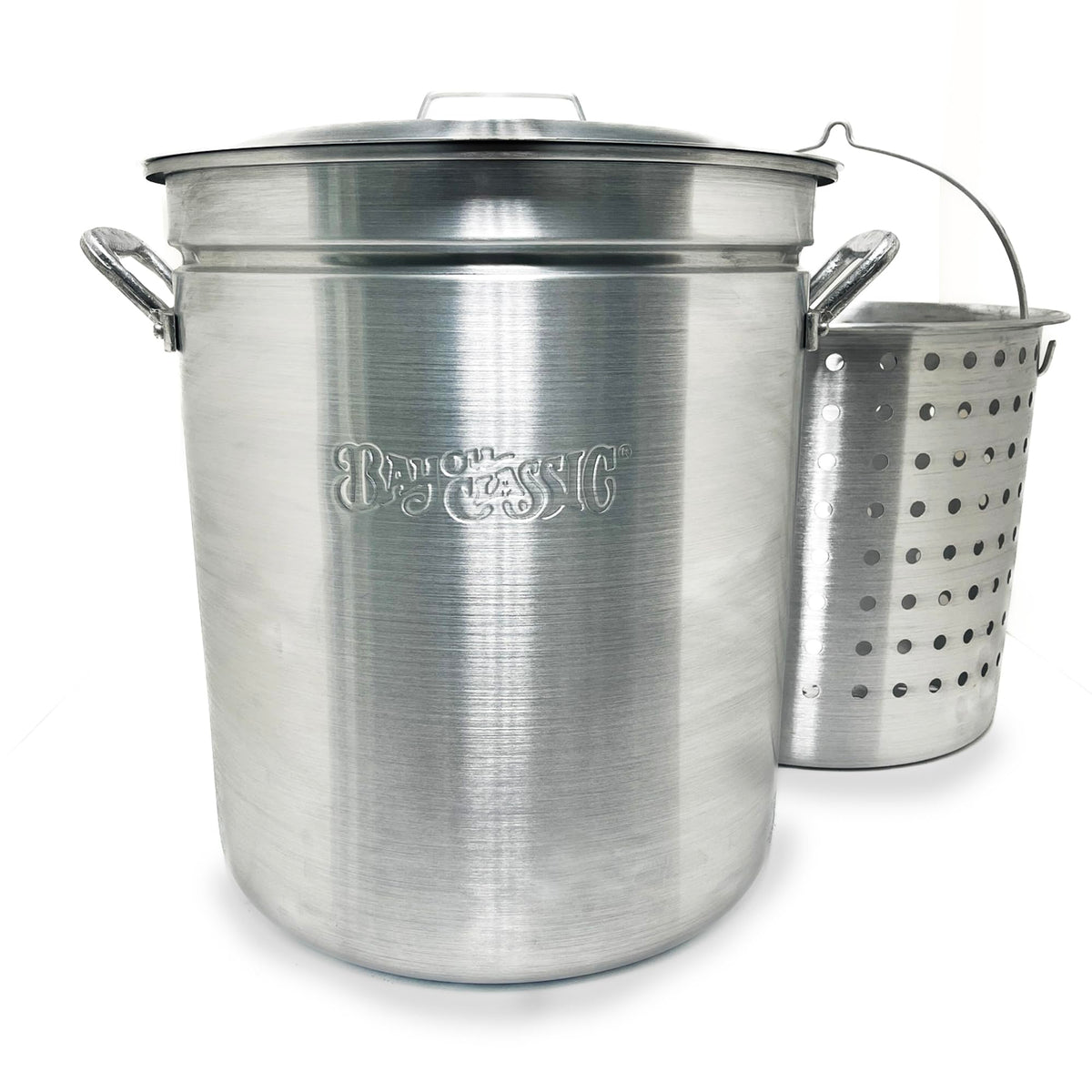 60 Qt Aluminum Stockpot with Basket D386