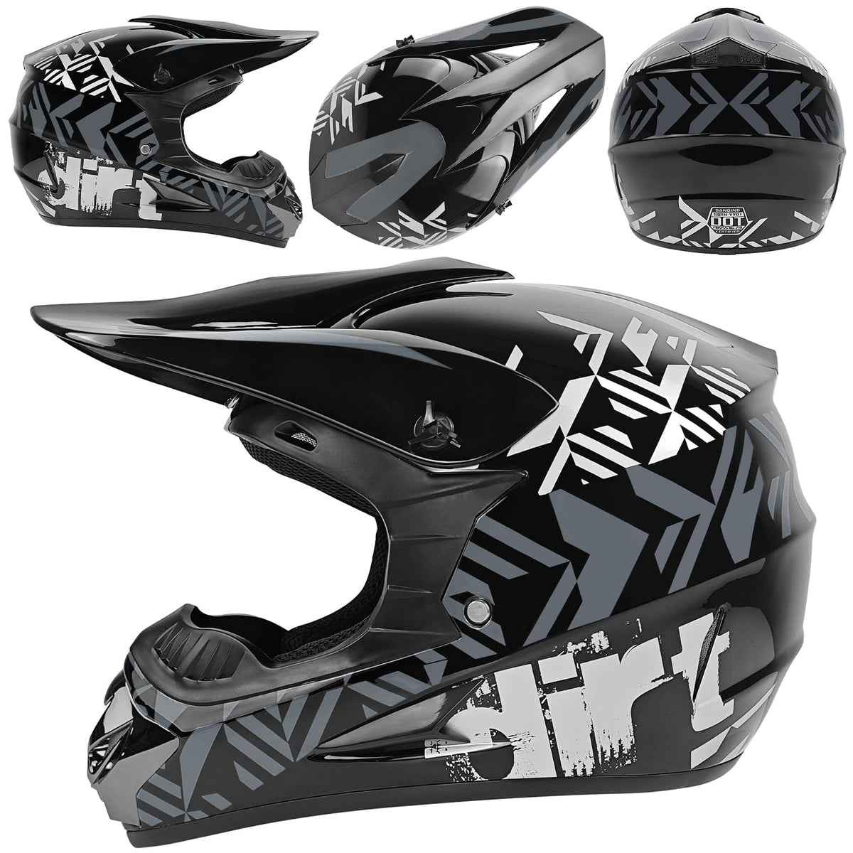 Certified Youth Kids Dirt Bike Motocross ATV Helmets 4Pcs Set A21229