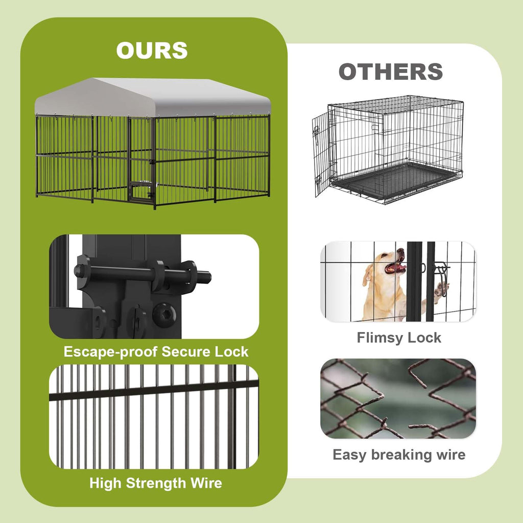10x10x6 ft Heavy-Duty Outdoor Dog Kennel with Roof F81648