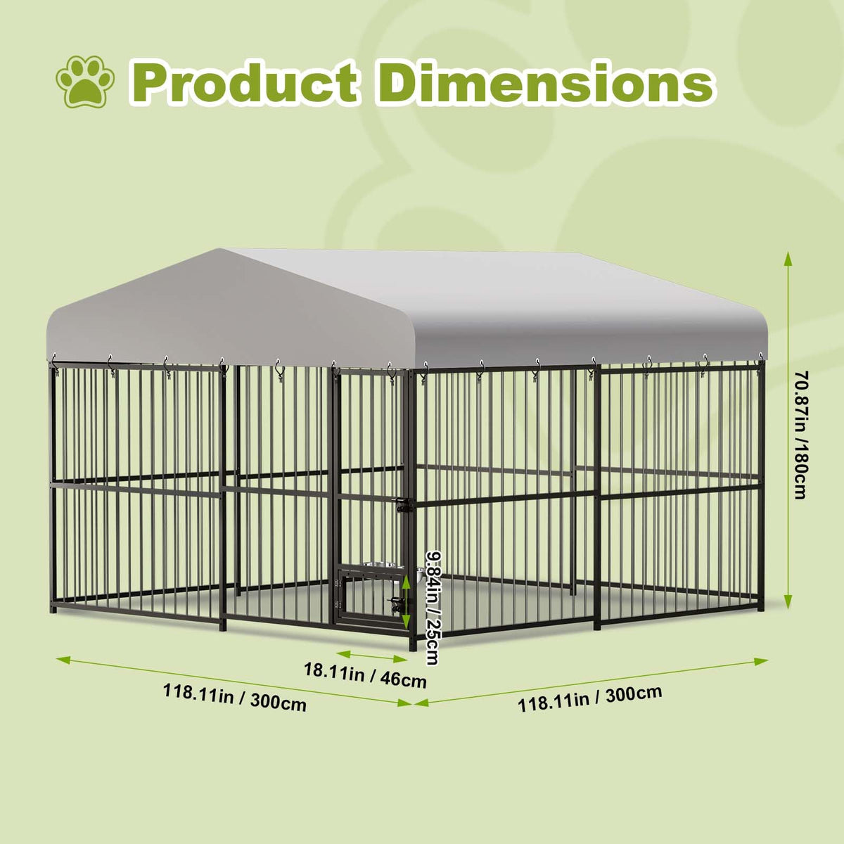 10x10x6 ft Heavy-Duty Outdoor Dog Kennel with Roof F81648
