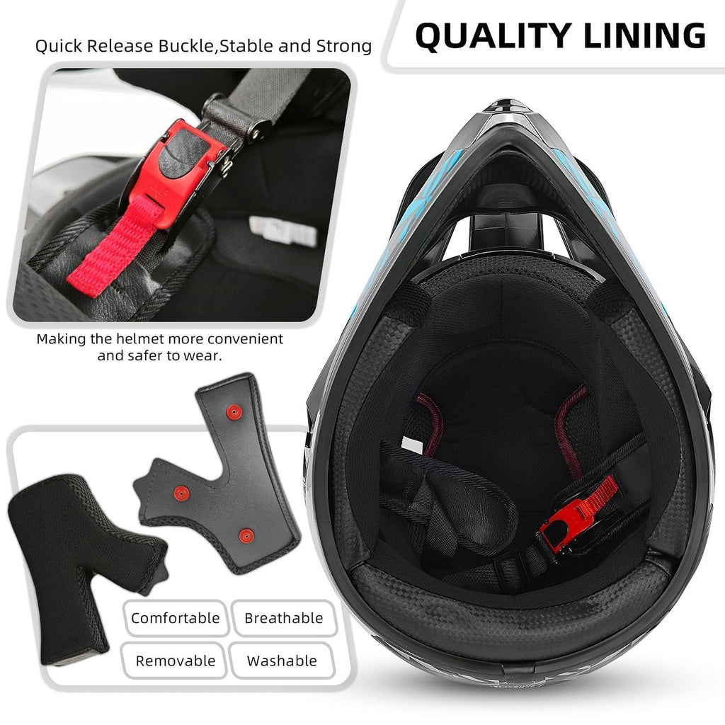 Certified Youth Kids Dirt Bike Motocross ATV Helmets 4Pcs Set A21229