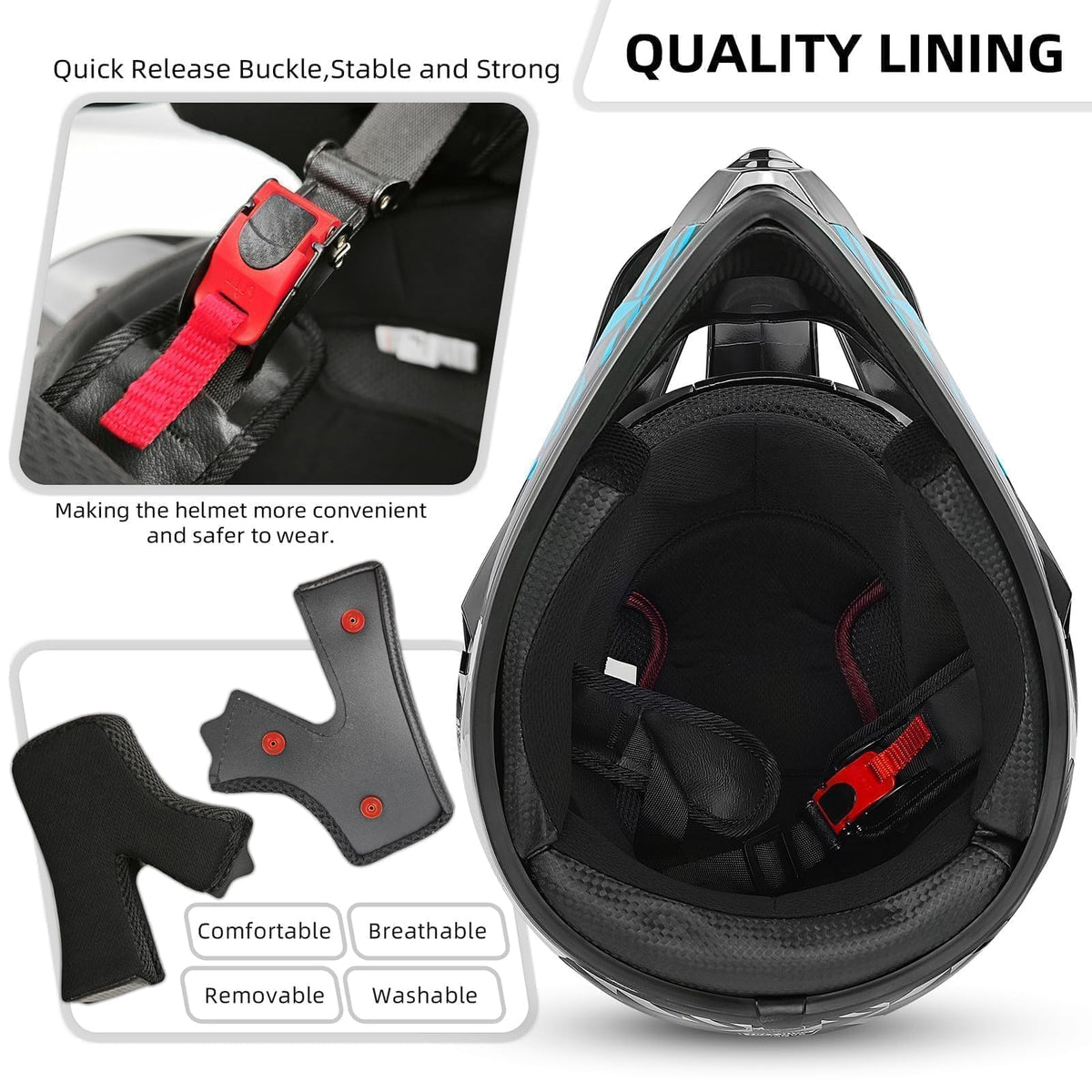 Certified Youth Kids Dirt Bike Motocross ATV Helmets 4Pcs Set A21229